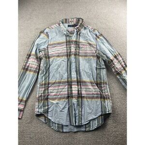 Ralph Lauren Indian Madras Shirt Mens Medium Button Down L/S Classic Fit Pony